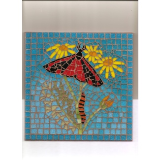 Cinnabar Moth, its Caterpillar, and Ragwort Mosaic Picture