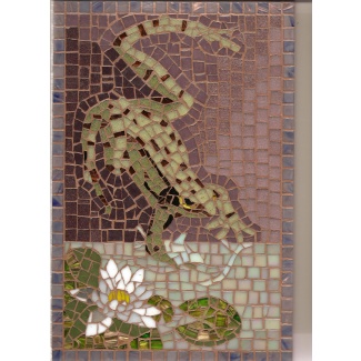 Frog and White Water-lily Mosaic Picture
